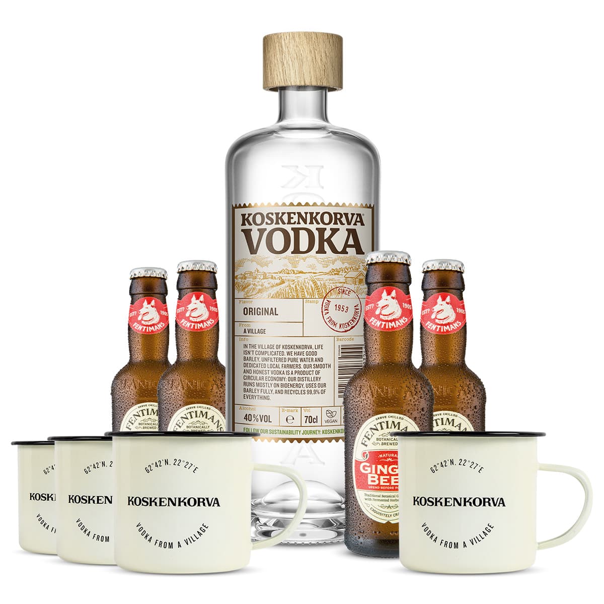 Mule Kit | Koskenkorva Vodka mit 4 Ginger Beer & 4 Tassen
