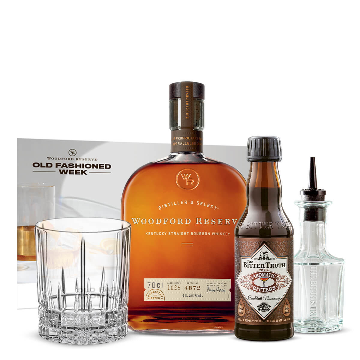Old Fashioned Kit | Woodford Reserve Whiskey mit Aromatic Bitters und 4 Gläser