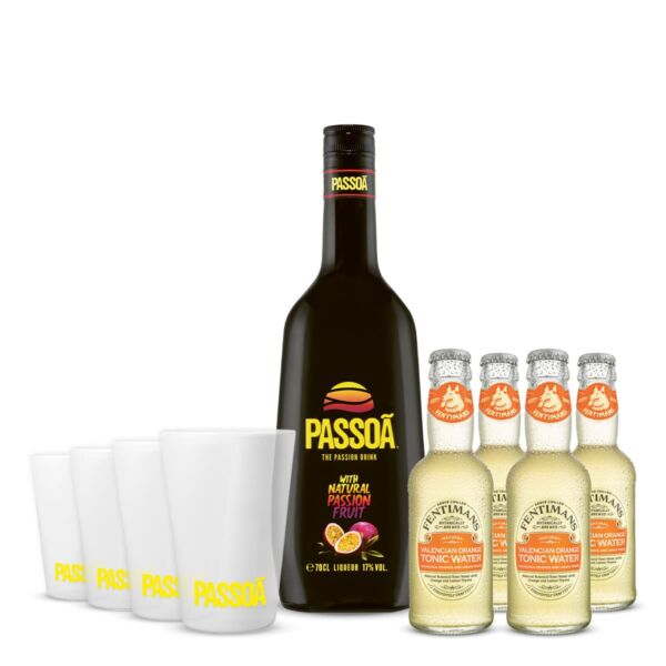 Passoa & Tonic Kit | Passoa mit 4 Tonic Water & 4 Becher